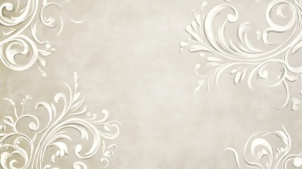 Elegant Beige Background With White Floral Designs