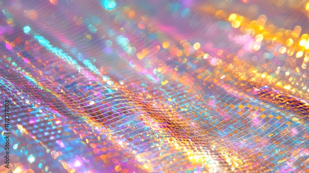 Poster abstract colorful background with shimmering sparkles and iridescent light reflections for creative 