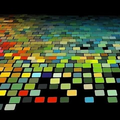 Colorful Abstract Mosaic Pattern of Rectangles on Black Background