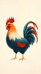 Fototapeta premium Illustration of a blue rooster in a painted style