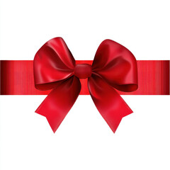 Red ribbon with bow vector on white background, ideal for festive designs and gifts.