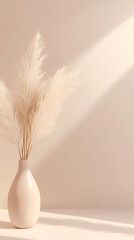 Elegant dried flower decor with a minimalist pink background