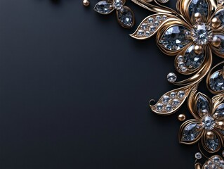 Naklejka premium Elegant Luxury Design with Diamond Heart Patterns on a Dark Background for Premium Visual Appeal