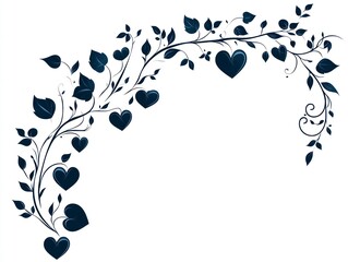 Elegant Silhouette of Overlapping Heart and Leaf Decoration for Stylish Corners and Backgrounds