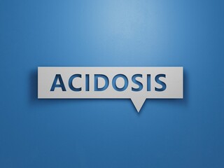 Speech Bubble with text acidosis.Minimalist Abstract Design With White Cut Out Paper.3D rendering on blue background.