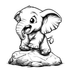 Cute Elephant on a Rock