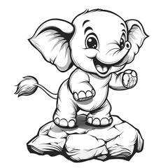 Fototapeta premium Adorable Baby Elephant on Rock