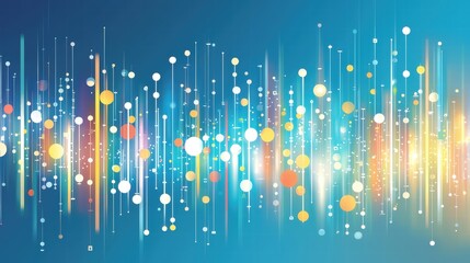 Colorful abstract background with shining circles and glowing lines