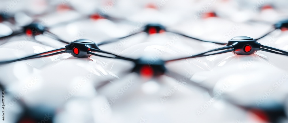 Poster abstract network connection futuristic technology nodes and interconnectivity