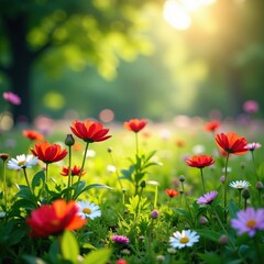 Fototapeta premium Ziesel auf einer wundersch?nen Wiese mit Blumen, Wiese, Natur