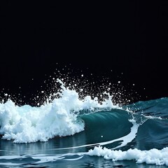 Water waves crashing on black surface with foam and spray, black, foam