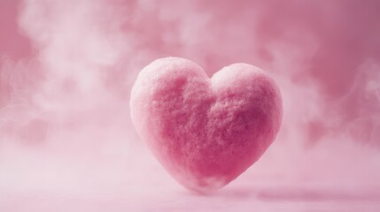 Obraz premium A whimsical heart-shaped object emits swirling smoke, creating an enchanting atmosphere perfect for expressing love and romance on Valentine's Day.