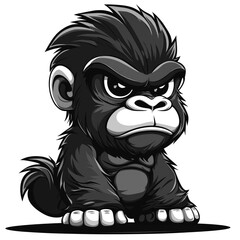 Angry Baby Gorilla Illustration