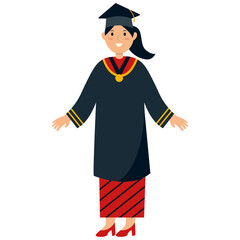 Person Graduation From University Character. Person Get Diploma Certificate. Vector Cartoon Illustration