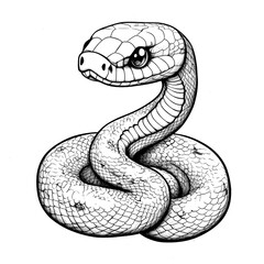 Fototapeta premium Cute Snake Line Art Illustration