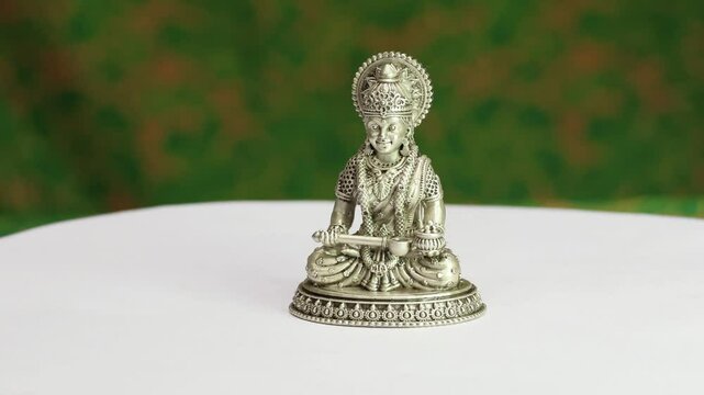 Annapurna, Annapurneshwari, Annada or Annapoorna 925 Silver Indian Deity Idol High Detail Finish for Pooja and Home Decor. Hindu Religions. Manifestation of Parvati Hindu goddess of nourishment