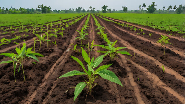  Cassava plantation fields grow seedling tree