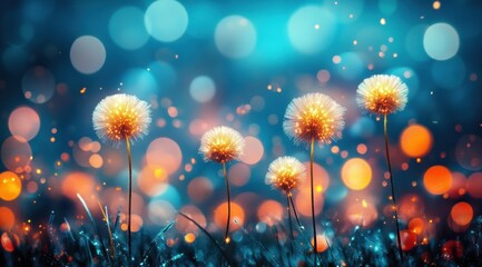 A field of yellow flowers with a blue sky background