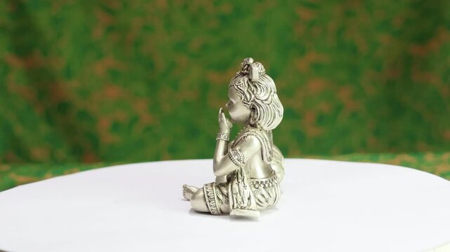 Laddoo Gopal Krishna Solid Idol. Thakur Ji Kanha ji or Krishna ji. 925 Silver Indian Deity Idol High Detail Finish for Pooja and Home Decor. Hindu Religions. God Idol. Little Baby Krishna.