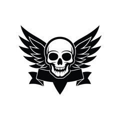 tattoo skull wings banner.eps