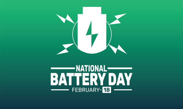 February is National Battery Day background template. perfect for banners, cards, posters, and social media. Vector design with text inscription and classic color for a professional look