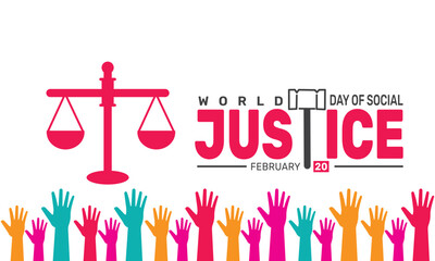 February World Day of Social Justice background template. Perfect for banners, cards, posters, and social media .Vector design with text inscription and classic color for a professional look