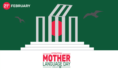  International Mother Language Day  background template. Perfect for banners, cards, posters, and social media .Vector design with text inscription and classic color for a professional look