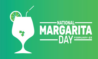 February is National Margarita Day background template. Perfect for banners, cards, posters, and social media .Vector design with text inscription and classic color for a professional look