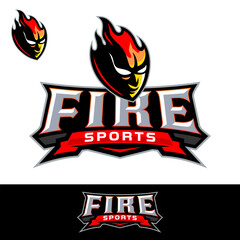 Fire Mascot Sport Illustration Stock Vector