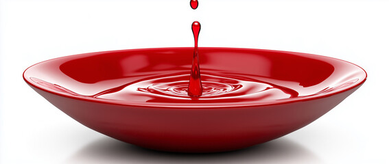 Dripping Red Liquid Splash on White Background