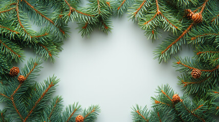 Festive Pine Branch Border for Winter Holidays 