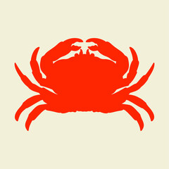 red crab silhouette isolated on color background. seafood logo, mascot, icon