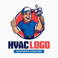 Mascot Logo Design For Refrigeration, HVAC, Air Conditioner, Heating and Cooling Company, Character Cartoon Stock Vector