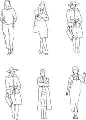 Vector sketch silhouette design of artist model doing photo shoot for advertisement.eps