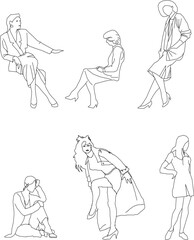 Vector sketch silhouette design of artist model doing photo shoot for advertisement.eps