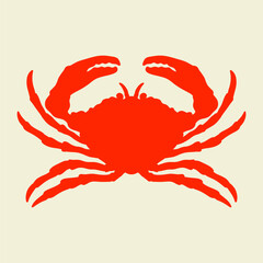 red crab silhouette isolated on color background. seafood logo, mascot, icon