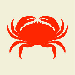 red crab silhouette isolated on color background. seafood logo, mascot, icon