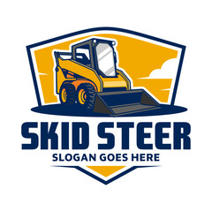 Yellow Skid Steer Logo Construction Vector
