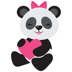 Obraz premium Cute Valentine panda bear vector cartoon illustration