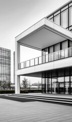 Fototapeta premium Modern architectural design with sleek lines and glass elements showcasing urban elegance and minimalism