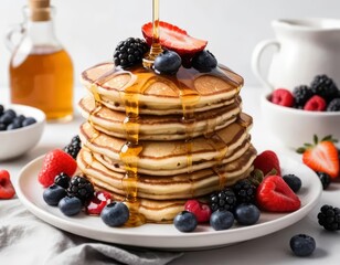 stack of pancakes with berries