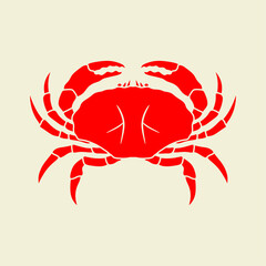 red crab symbol vector illustration isolated on color background. can use for seafood restaurant, culinary, farm label