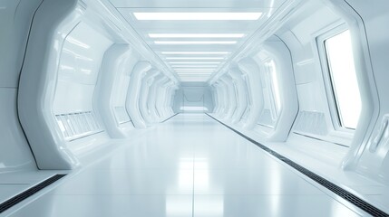 Obraz premium futuristic white room and corridor