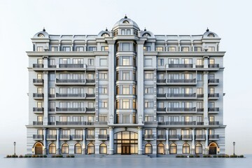 High Detail Picture of Isolated 3D Model of a Modern Hotel Building