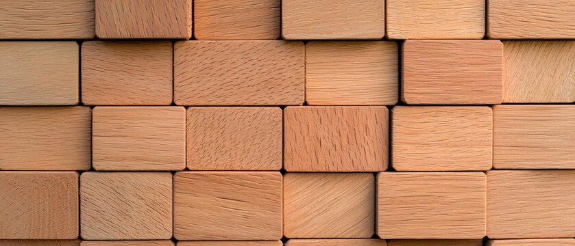 Abstract Wooden Block Texture Background Natural Light Brown Wood Cubes Pattern