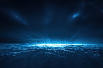 Fototapeta premium Surreal Galactic Perspective Over a Horizon with Mystical Light and Cosmic Elements