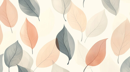 Fototapeta premium Soft and Elegant Leaves Pattern in Subtle Pastel Colors