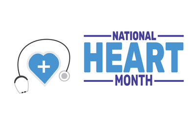 Fototapeta premium February is National Heart Month background template. Perfect for banners, cards, posters, and social media . Vector design with text inscription and classic color for a professional look