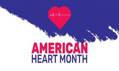  February is American Heart Month background template. Perfect for banners, cards, posters, and social media .
 Vector design with text inscription and classic color for a professional look