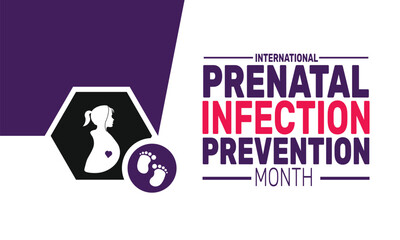 February is  International Prenatal Infection Prevention Month background template. Perfect for banners, cards, posters, and social media. Vector design with text inscription and classic color